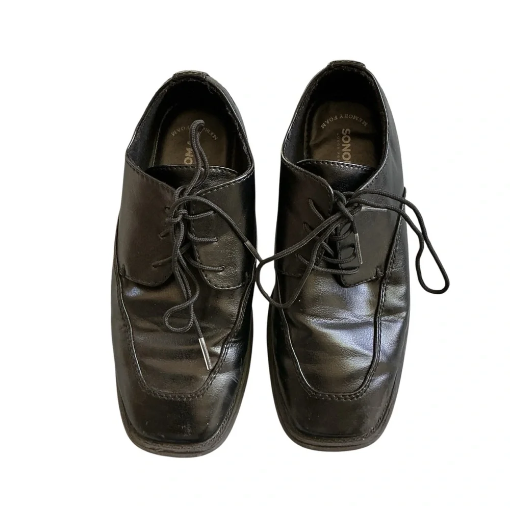 Sonoma Youth Boy's Alexander Lace Up Comfort Dress Shoes Black Size 1 Church